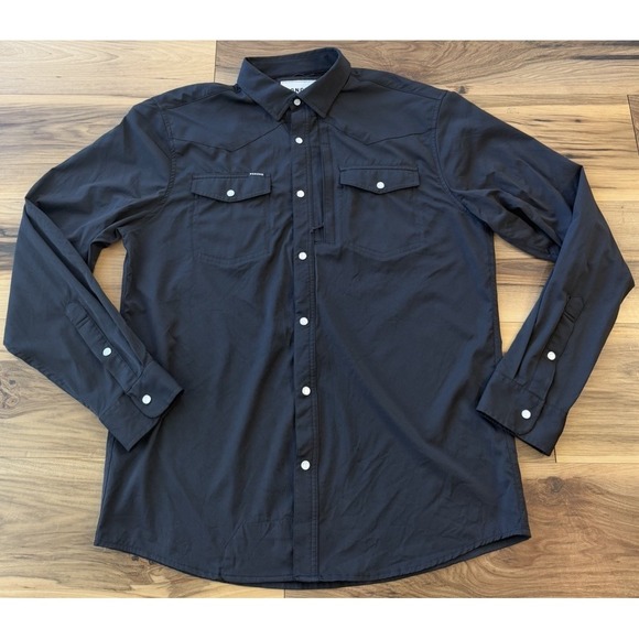 Poncho Other - Poncho Outdoors Black Snap Front Performance Shirt Men's L Slim Fit Quick Dry